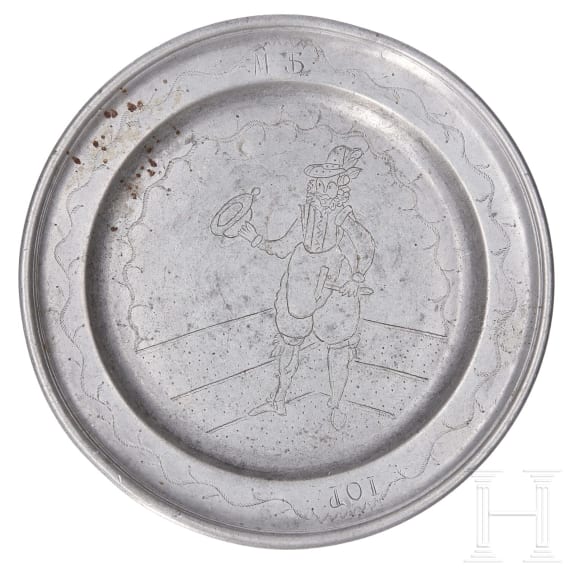 A pewter jug and plate, Balkans and Karlsbad, 18th/19th century