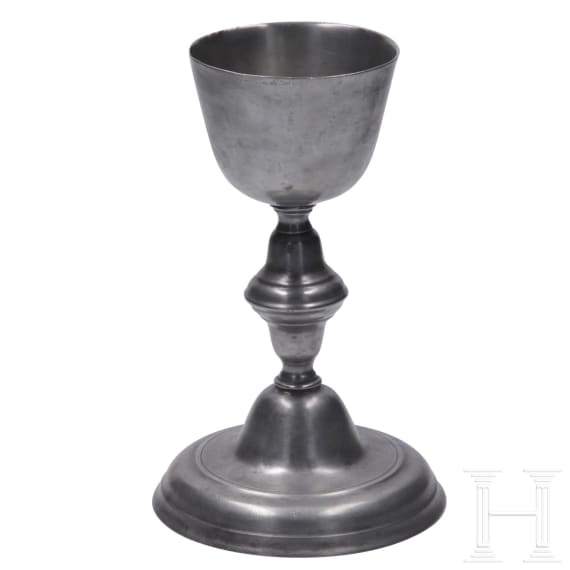 Four German pieces of sacred pewter, 18th/19th century