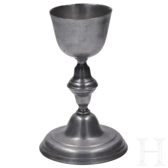 Four German pieces of sacred pewter, 18th/19th century