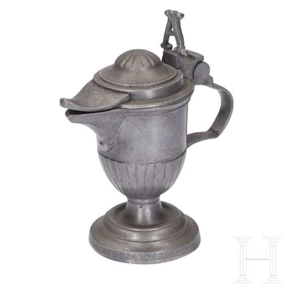 Four German pieces of sacred pewter, 18th/19th century