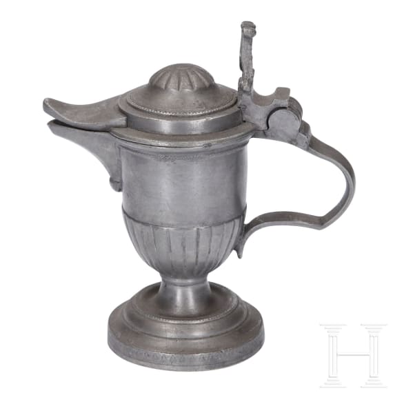 Four German pieces of sacred pewter, 18th/19th century