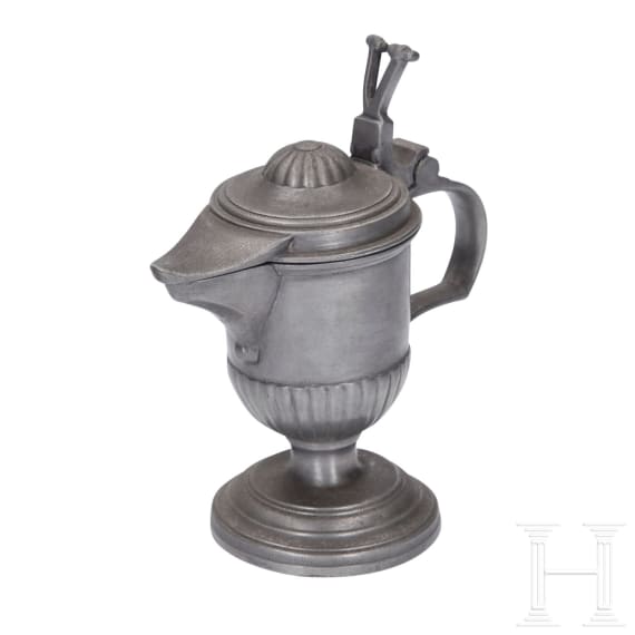 Four German pieces of sacred pewter, 18th/19th century