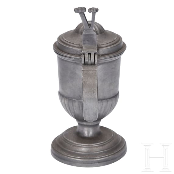 Four German pieces of sacred pewter, 18th/19th century