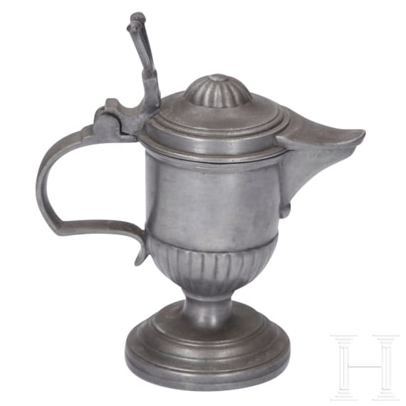 Four German pieces of sacred pewter, 18th/19th century