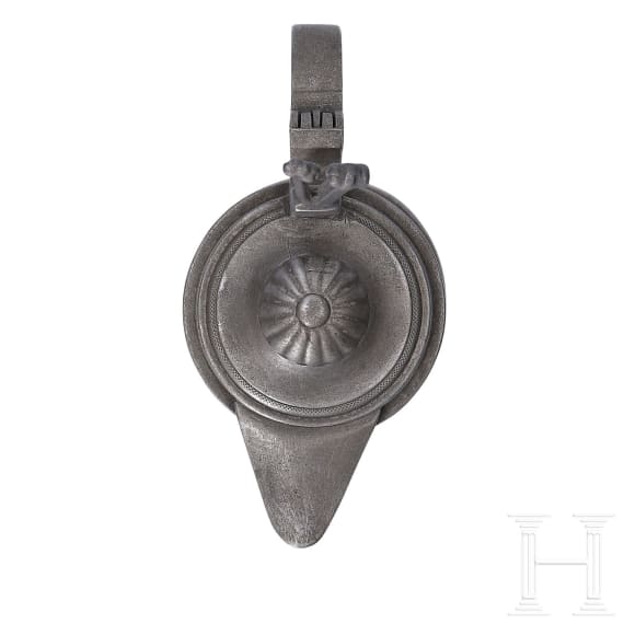 Four German pieces of sacred pewter, 18th/19th century