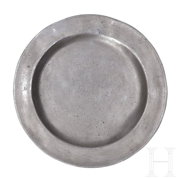 Four German pieces of sacred pewter, 18th/19th century