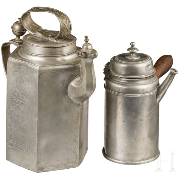 A screw can and a chocolate can, Saxony, around 1800