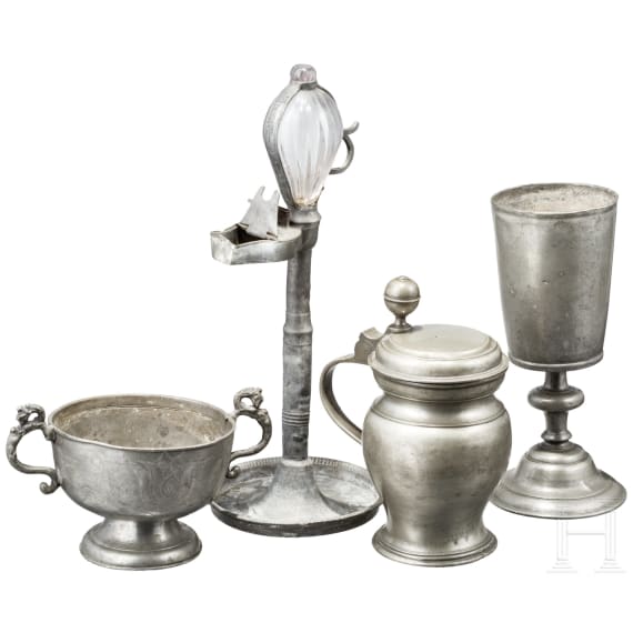 Four German tin objects, circa 1800