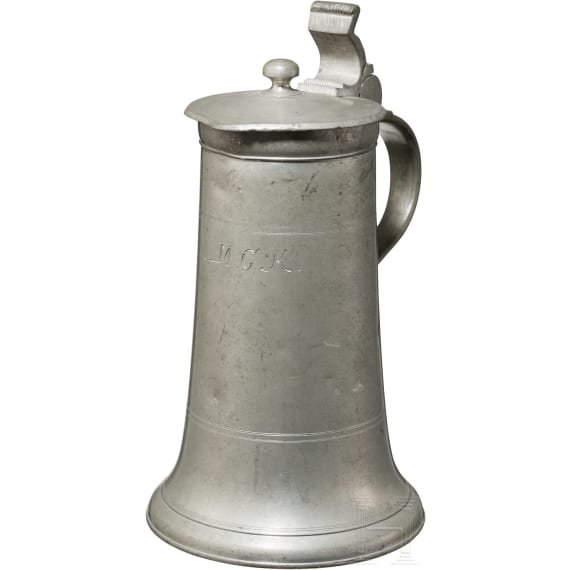 German tin jug and milk can, Ulm, circa 1800-1830
