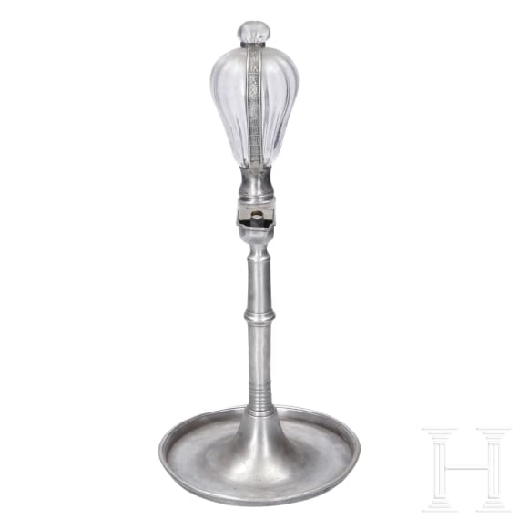 Two Saxon pewter oil lamps, circa 1840/50