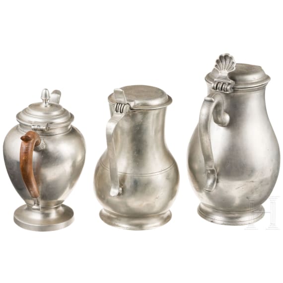 There pewter jugs, Belgium, mid of the 19th century