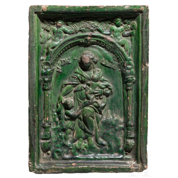 A rare green-glazed Renaissance tile, Nuremberg, 16th century