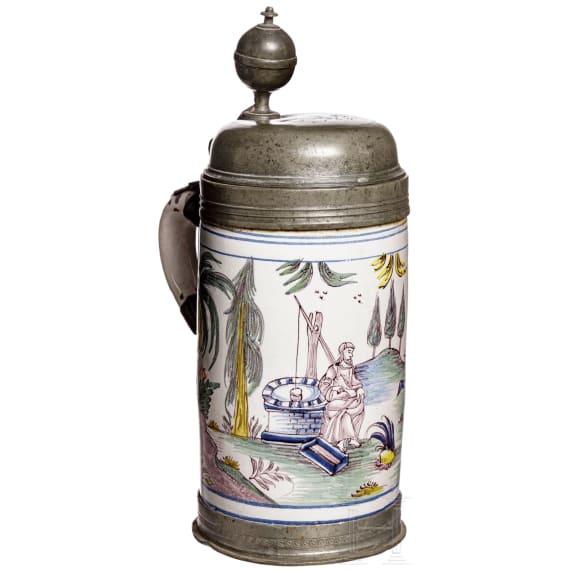 A Thuringian fayence tankard, dated 1769