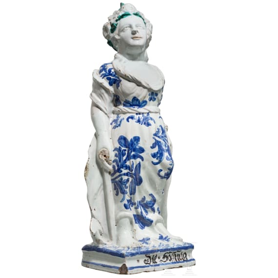 A southern German Baroque fayance sculpture of "Hope", 18th century