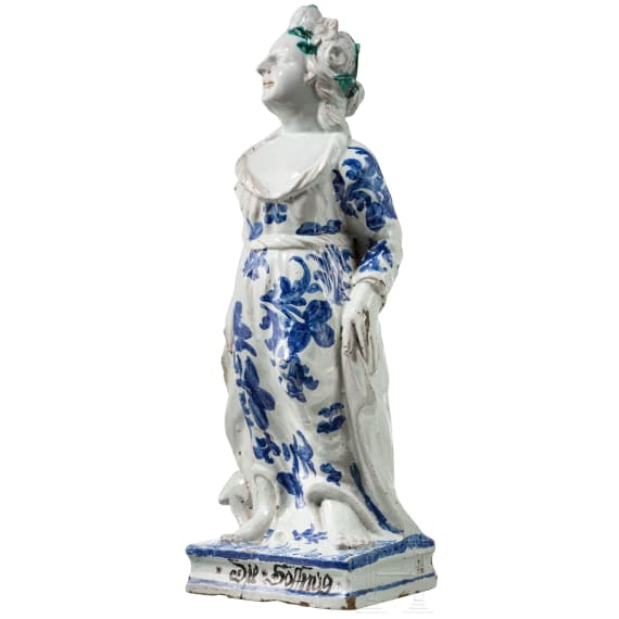 A southern German Baroque fayance sculpture of "Hope", 18th century