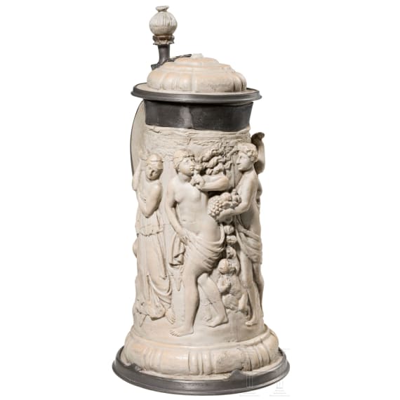 A tin mounted "Westerwald" jug, circa 1900