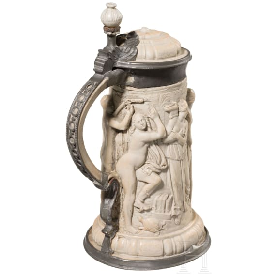 A tin mounted "Westerwald" jug, circa 1900