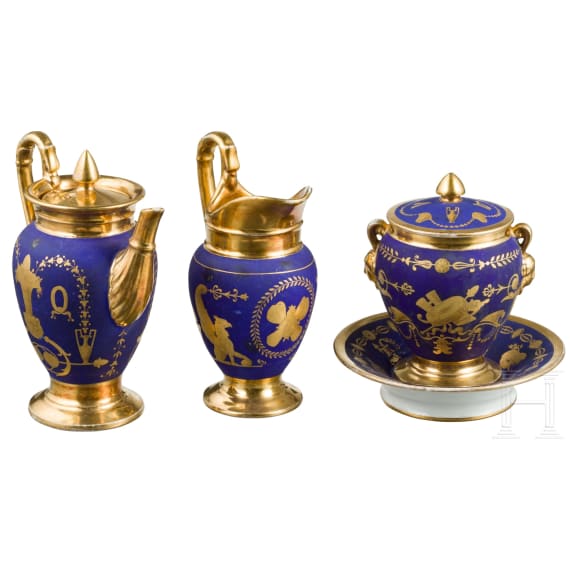 Three pieces of classicistic porcelain, Paris, 19th century