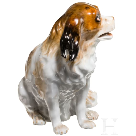 A porcelain sculpture of a Bolognese dog "Augustus Rex", Dresden, probably 19th century