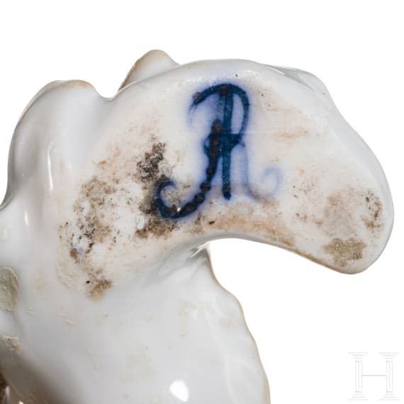 A porcelain sculpture of a Bolognese dog "Augustus Rex", Dresden, probably 19th century