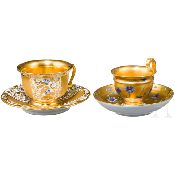 Two Austrian porcelain cups from the Viennese porcelain manufacture, 19th century