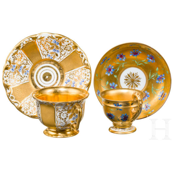 Two Austrian porcelain cups from the Viennese porcelain manufacture, 19th century