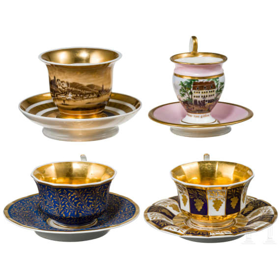 A small collection of German porcelain cups, 19th century