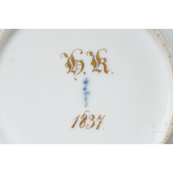 A small collection of German porcelain cups, 19th century