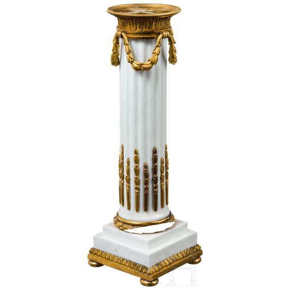 A fire gilded porzelain candlestick in neoclassical style, probably Mei&szlig;en, 19th century