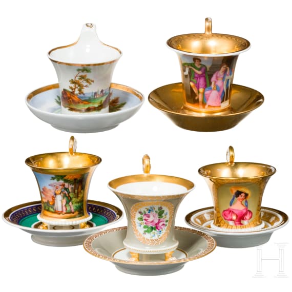 Kleine Sammlung Porzellantassen, deutsch, 19./20. Jhdt.