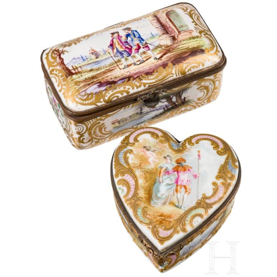Two small French boxes in Baroque style, France, circa 1900