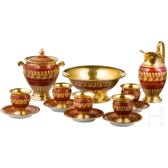 An eight piece porcelain service in classicistic style, 20th century