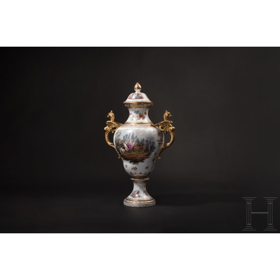 A large German lidded vase, 20th century