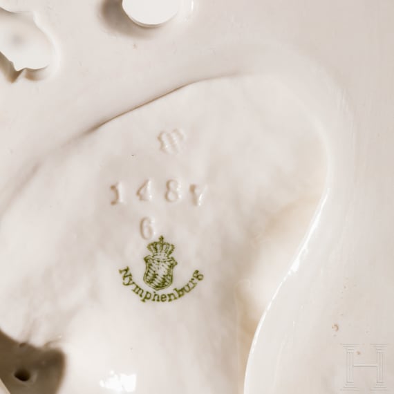 A white porcelain crucifix with holy water basin in Baroque style, probably after a design by Franz Anton Bustelli (circa 1720 - 1763), Nymphenburg, 20th century