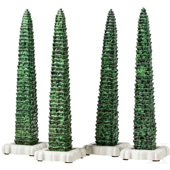 Four porcelain cypresses, Nymphenburg, 20th century