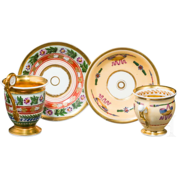 Kleine Sammlung Porzellantassen, deutsch, Anfang 20. Jhdt.