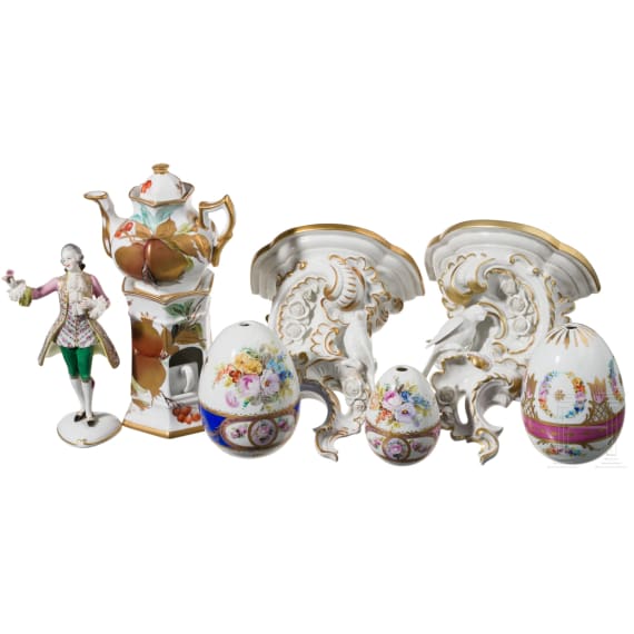 A large ensemble of hand-painted porcelain, 20th century