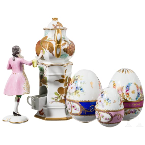 A large ensemble of hand-painted porcelain, 20th century