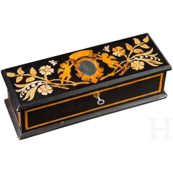 A German casket with amber inlays, 19th century