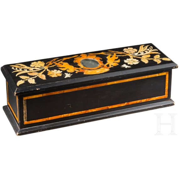 A German casket with amber inlays, 19th century