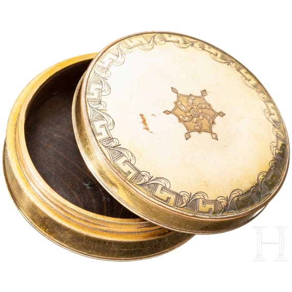 A French gilded lidded box, circa 1800