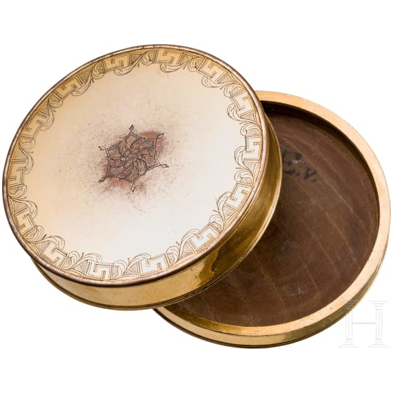 A French gilded lidded box, circa 1800