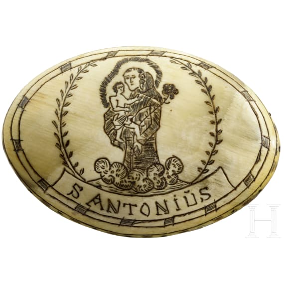 A Sterzing snuffbox, and two religious objects, ca. 1800