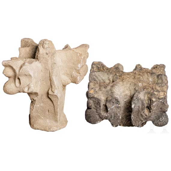Two German or French Gothic architectural fragments, 15th century