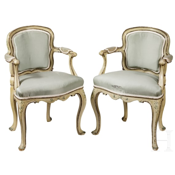 A pair of remarkable Italian Rococo fauteuils for children, 18th century