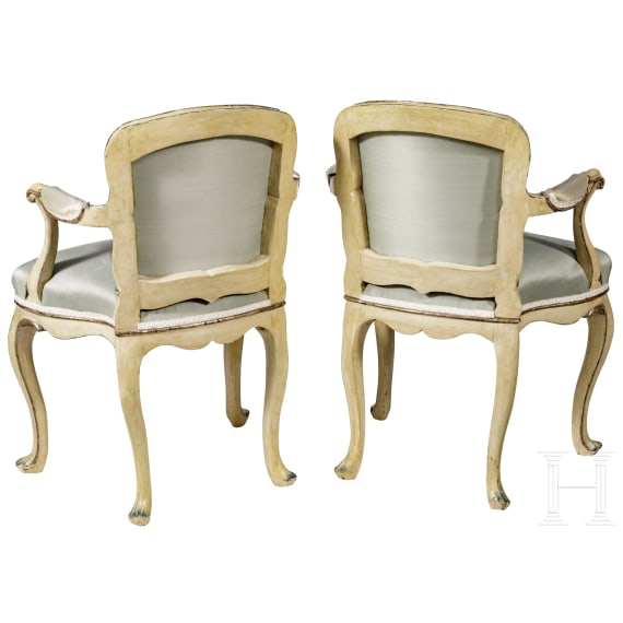A pair of remarkable Italian Rococo fauteuils for children, 18th century