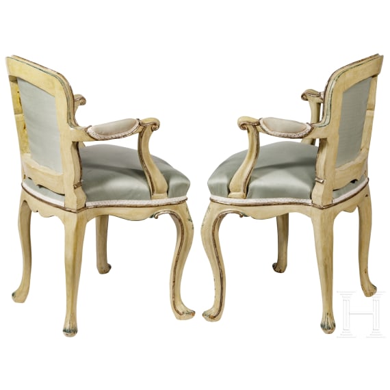 A pair of remarkable Italian Rococo fauteuils for children, 18th century