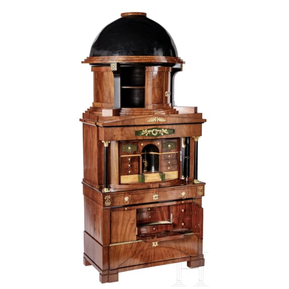 An impressive neo-classical secretary with dome structure, Flensburg, circa 1820