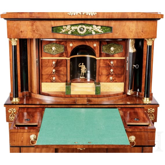 An impressive neo-classical secretary with dome structure, Flensburg, circa 1820