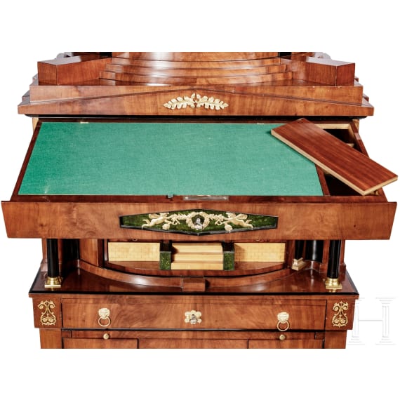 An impressive neo-classical secretary with dome structure, Flensburg, circa 1820